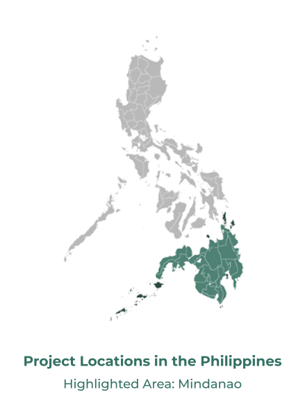 Project Locations in the Philippines — Highlighted Area: Mindanao